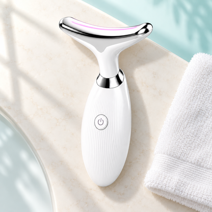 MyoGlow device on an ivory vanity; styling props not included